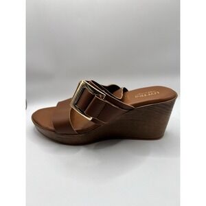 Lottini Tan Leather Wedge Sandals Made In Italy‎ 3" Wedge
